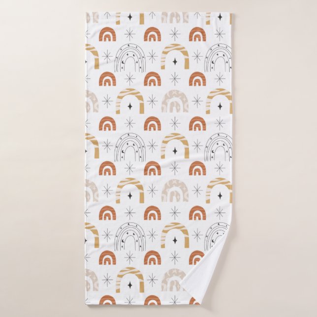 Estrellas de luna de la línea de arco iris retro d (Toalla de baño)