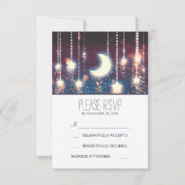 estrellas de luna y cadena de luces tarjetas RSVP 