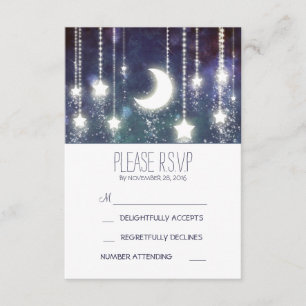 estrellas de luna y cadena de luces tarjetas RSVP 