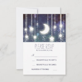 estrellas de luna y cadena de luces tarjetas RSVP 