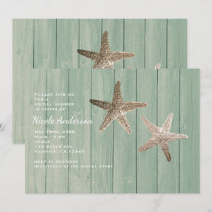 Estrellas de Mar Doradas y Elegantes Invitaciones 
