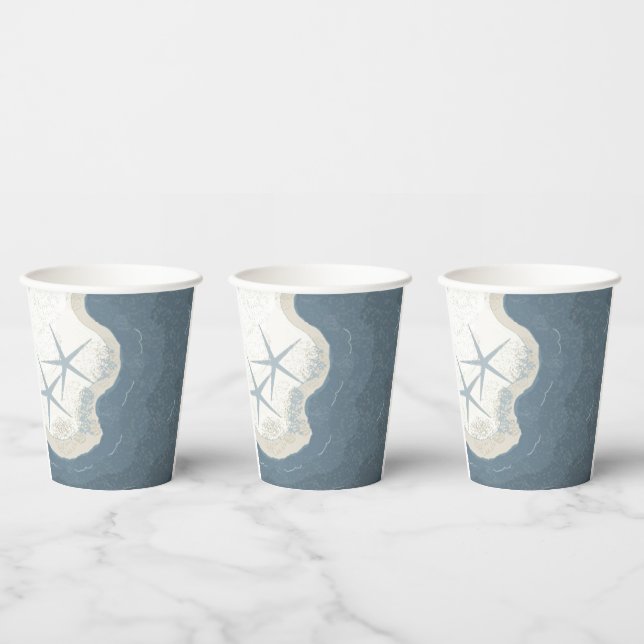 Estrellas de mar y vasos de papel de océano (Multi)