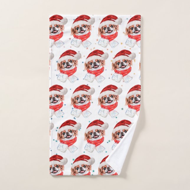 Estrellas de Navidad de la raza de perro Chin Japo (Toalla de mano)