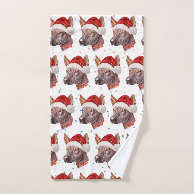 Estrellas de Navidad de la raza de perro sin pelo  (Toalla de mano)