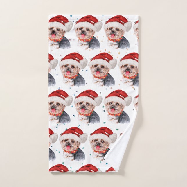 Estrellas de Navidad de la raza de perro Yorkshire (Toalla de mano)