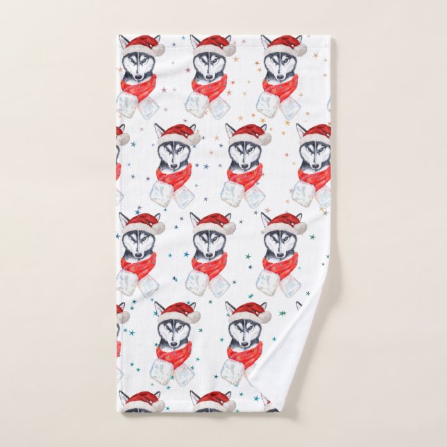 Estrellas de Navidades de raza Husky Perro Siberia (Toalla de mano)