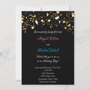 Estrellas de oro e invitaciones a la boda moderna 