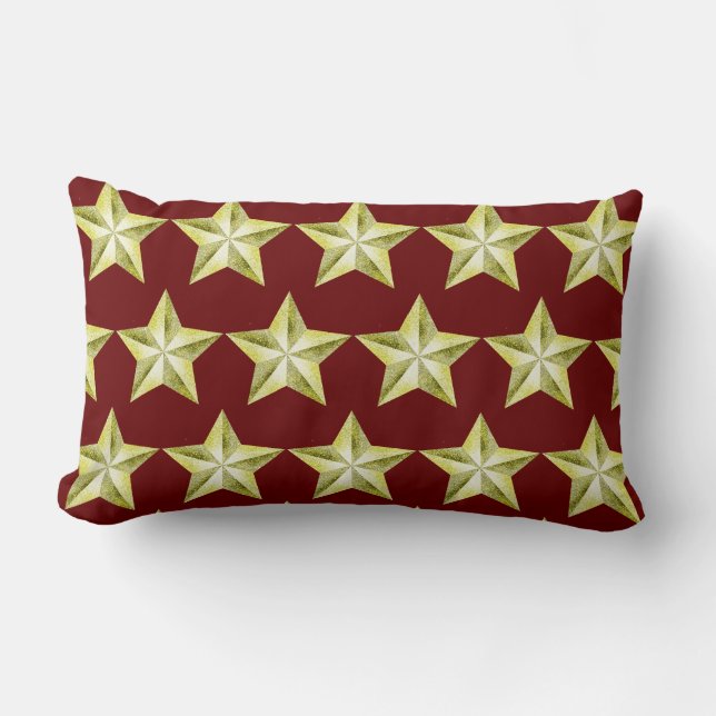 Estrellas de oro en almohada lumbar roja (Anverso)