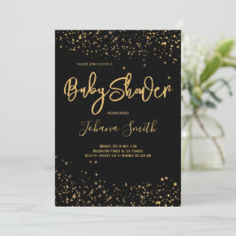 Estrellas de oro en la invitación de Baby Shower n