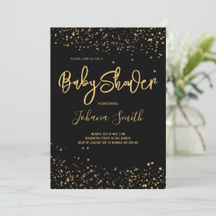 Estrellas de oro en la invitación de Baby Shower n