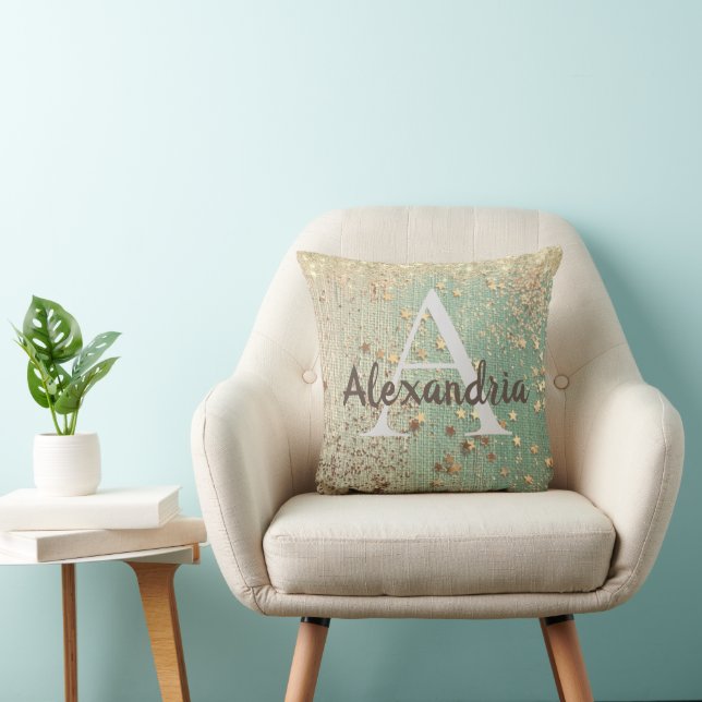 Estrellas de oro en monograma sobre el Cojín decor (Silla)