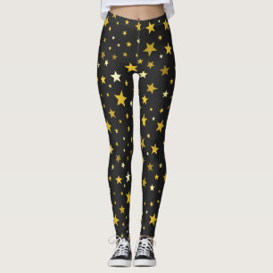 Estrellas de oro negras Leggings