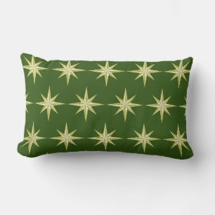 Estrellas de oro sobre almohada lumbar verde