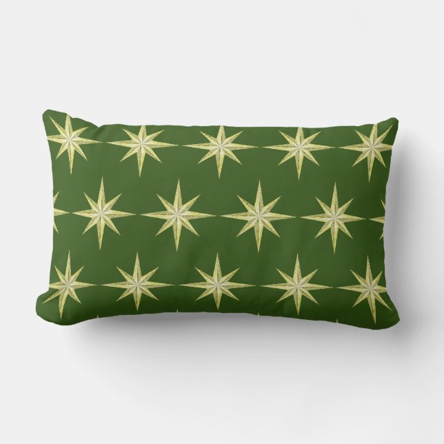 Estrellas de oro sobre almohada lumbar verde (Anverso)