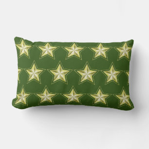 Estrellas de oro sobre almohada lumbar verde