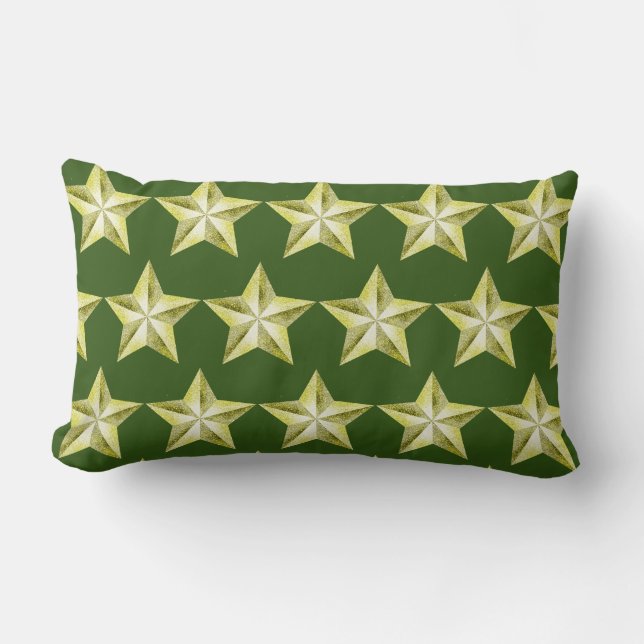 Estrellas de oro sobre almohada lumbar verde (Anverso)