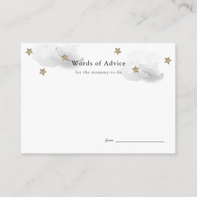 Estrellas de oro y nubes grises tarjetas de consej (Anverso)