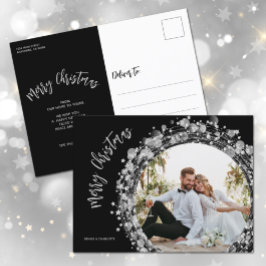 Estrellas de plata foto Feliz Navidad Negro