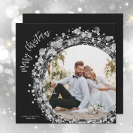 Estrellas de plata foto Feliz Navidad Negro