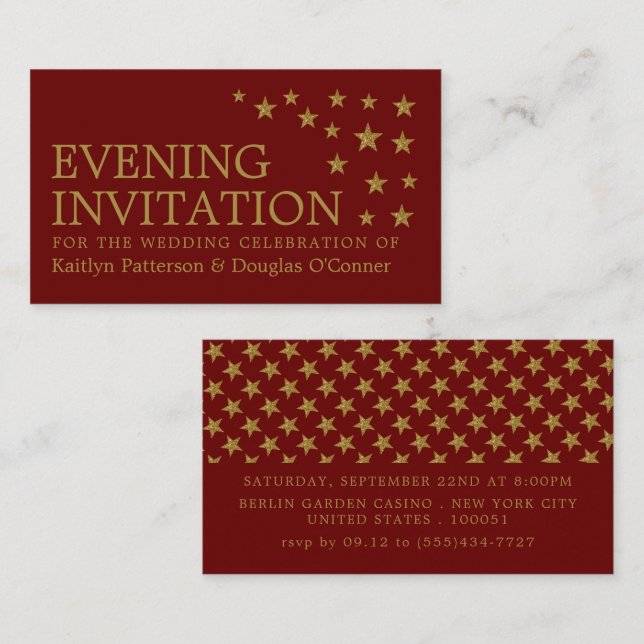 Estrellas de Purpurina de oro, invitación a entrad (Anverso / Reverso)