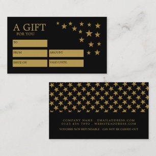 Estrellas de Purpurina de oro, tarjetas de certifi