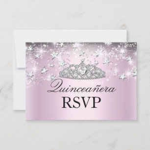 Estrellas de tiara rosadas Quinceanera RSVP