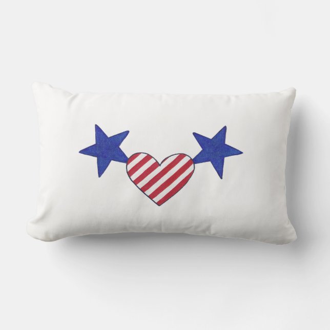 Estrellas del corazón azul rojo y almohadas de ray (Anverso)