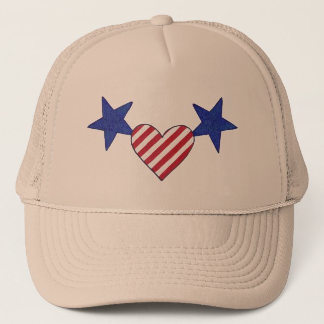 Estrellas del corazón azul rojo y Gorras de rayas (Anverso)
