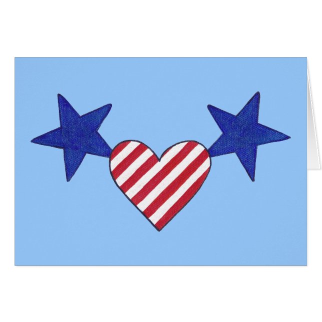 Estrellas del corazón azul rojo y tarjetas de raya (Anverso (Horizontal))
