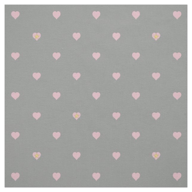 Estrellas dentro de corazones en tela gris (Retal)