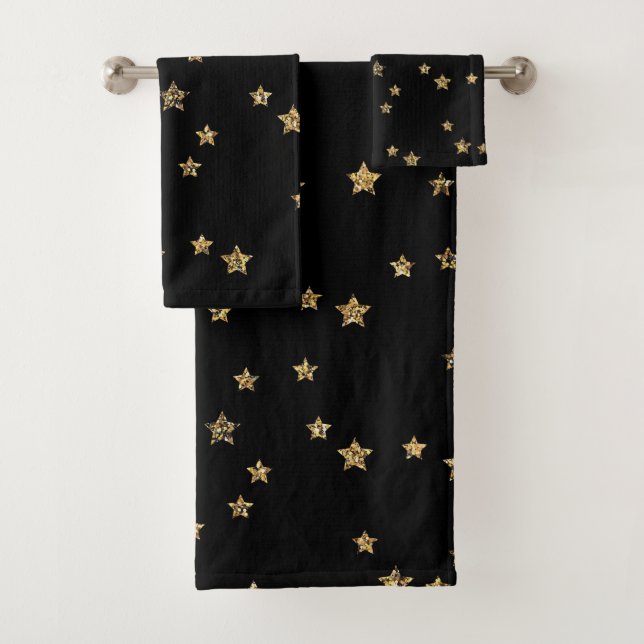 Estrellas doradas de Confetti purpurina luce negro (In situ)