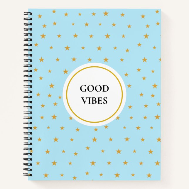 Estrellas doradas en cuaderno de azul turquesa cla (Anverso)