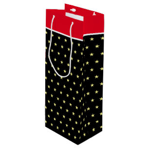 Estrellas elegantes en bolsa de regalo negra roja 