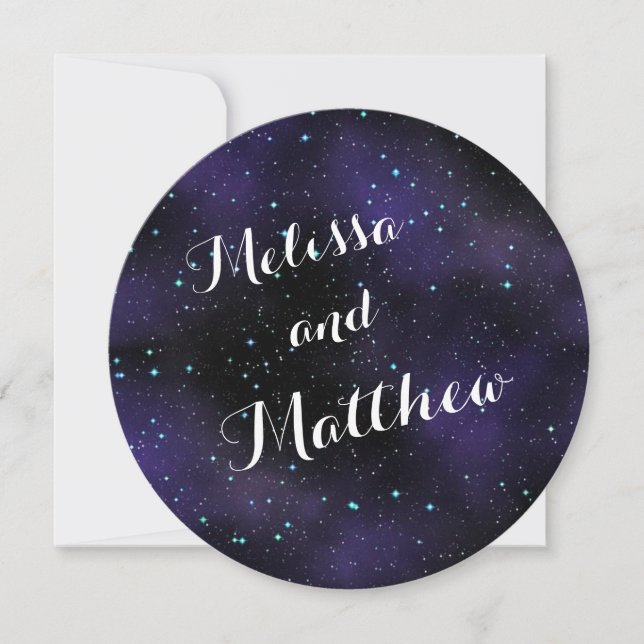 Estrellas en la invitación a la boda de la noche e (Anverso)