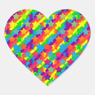 Estrellas en Pegatinas con forma de corazón a raya