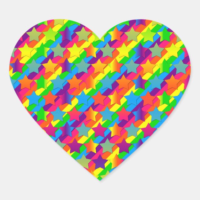 Estrellas en Pegatinas con forma de corazón a raya (Anverso)