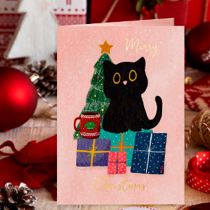 Estrellas Festivas Café de Gato Negro Lindo de Nav