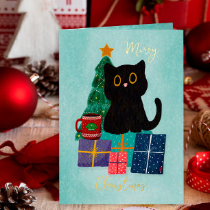 Estrellas Festivas Café Gato Negro Navidad Azul Do