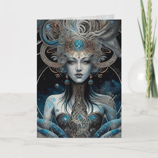 Estrellas, Galaxia, Tarjeta de Saludo/Mujer (Anverso)