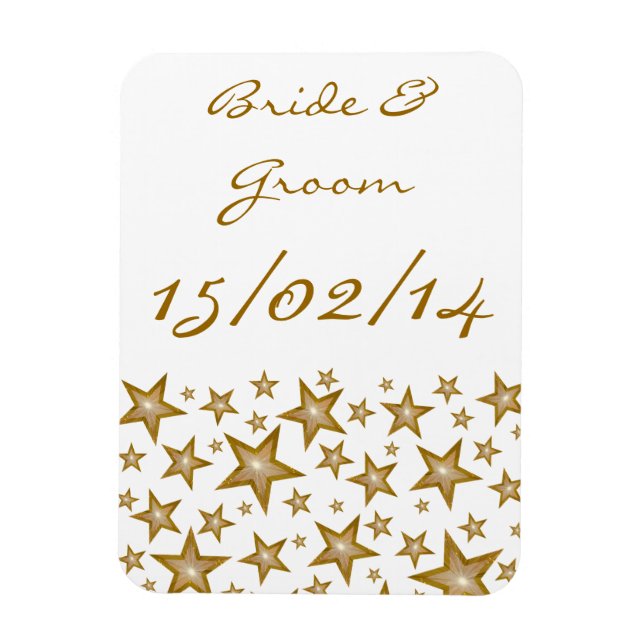 Estrellas "Gold" "Names Date" imán flexible blanco (Vertical)