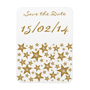 Estrellas "Gold" "Save the Date" blanco imán flexi