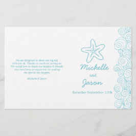 Estrellas marinas y programas de bodas blancas azu
