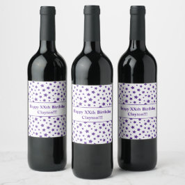 Estrellas moradas con mensaje etiqueta de vino de 