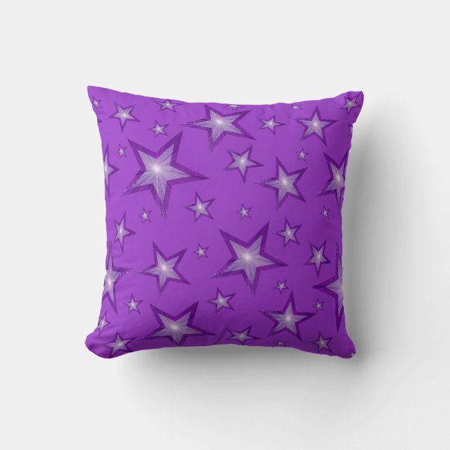 Estrellas moradas estampado tirar almohada cuadrad (Anverso)