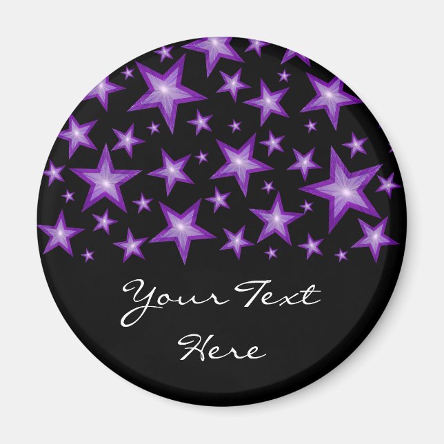 Estrellas moradas imán de refrigerador "Your Text" (Frente)