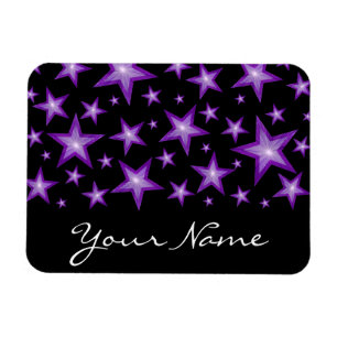 Estrellas moradas 'Tu nombre' imán flexible negro