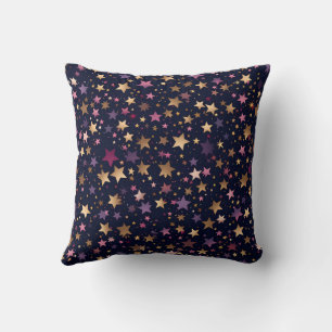 Estrellas moradas y doradas en Cojín decorativo no