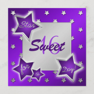 Estrellas moradas y plateadas 16 invitaciones