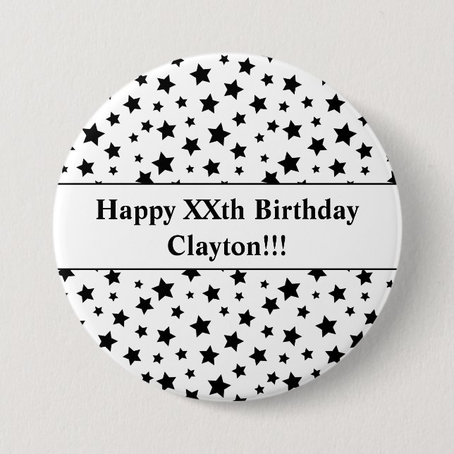 Estrellas negras con botón Cumpleaños del mensaje (Anverso)