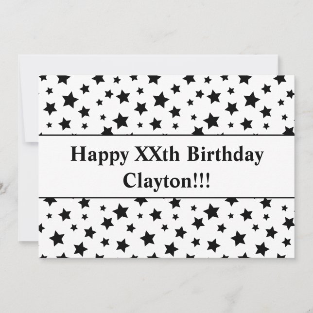 Estrellas negras con invitación a cumpleaños de me (Anverso)